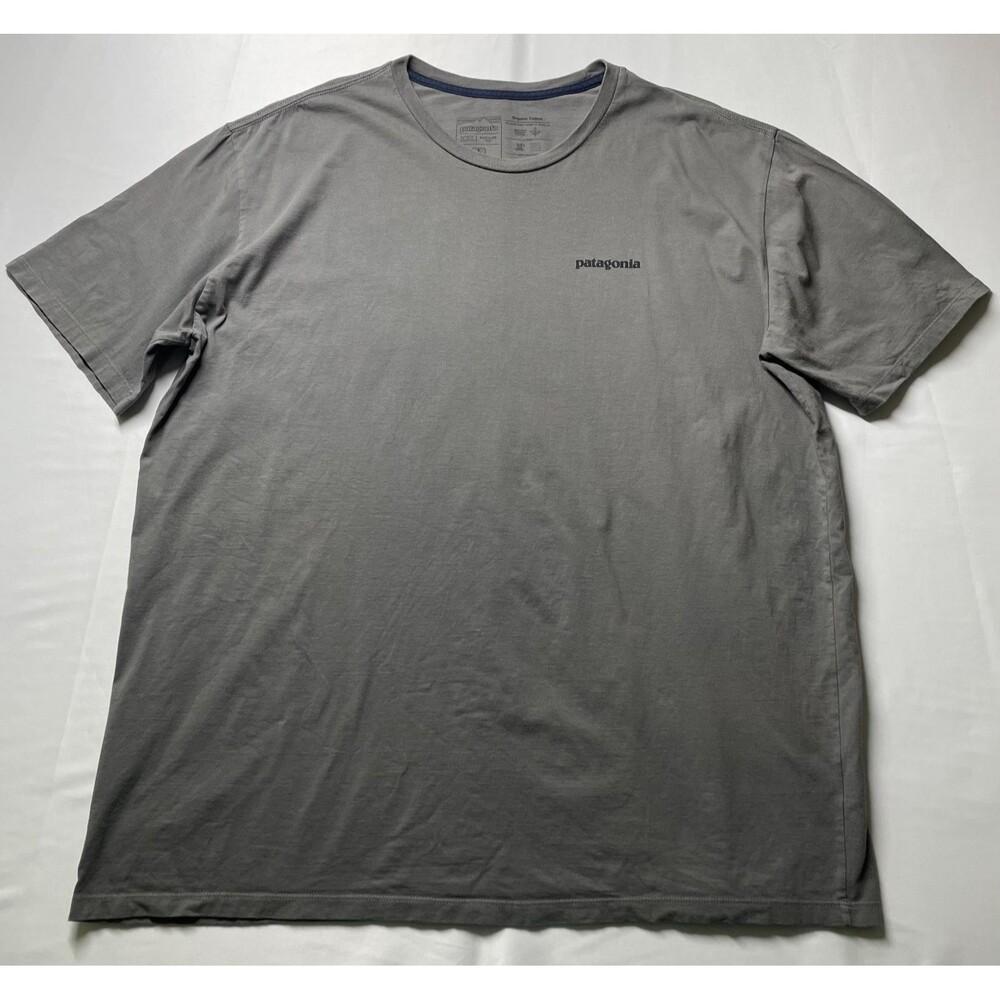 Patagonia Shirt Mens XXL Gray Fitz Roy Fish Organic Cotton Short Sleeve Tee